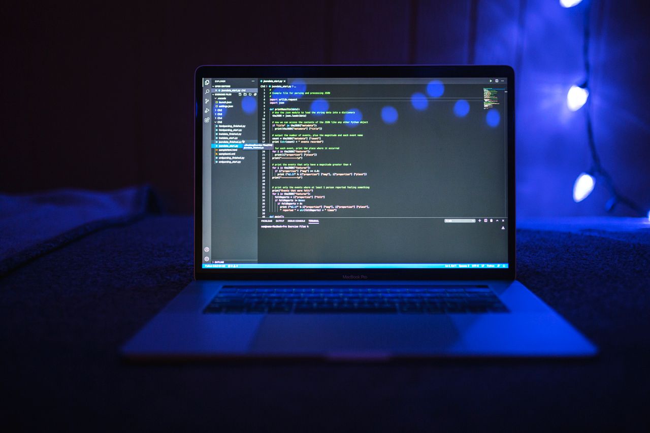 Website code on a laptop screen